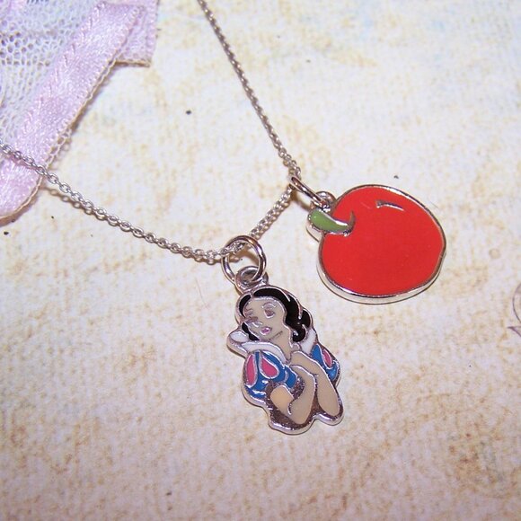 Disneyland Sterling Silver Enamel Charms on Chain - Snow White/Apple - Picture 3 of 5